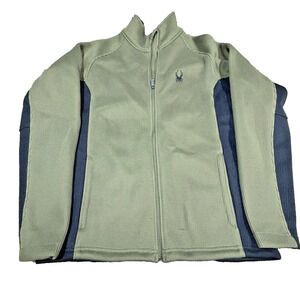 Spyder Core Sweater Full Zip Jacket Men’s Large Olive Black Fleece